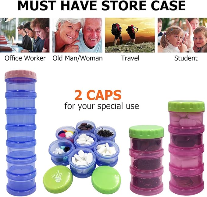 Weekly Pill Organizer, 7 Days Pill Case, Large Daily Travel Pill Case, Stackable Pill Box with Mosture Proof Design for Bag to Hold Pills/Vitamin/Fish Oil/Supplements/Medication