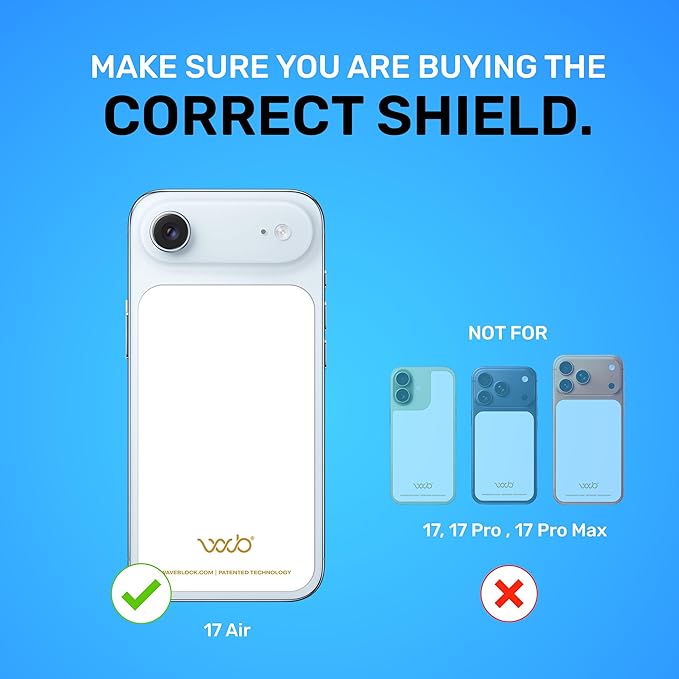 WAVEBLOCK EMF Blocker for Cell Phone - Made for iPhone 17 Air - The Only Patented, Real Scientifically Backed, Lab-Tested 5G-Shield Sticker to Protect You & Your Loved Ones - USA Made White