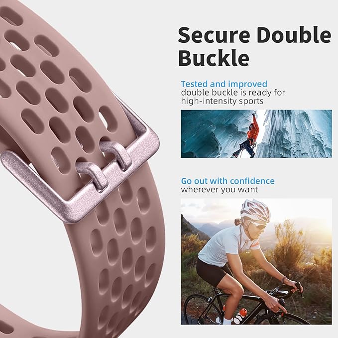 Getino Compatible with Fitbit Charge 5 Bands/Charge 6 Bands Women Men, Soft Breathable Replacement Sport Strap Adjustable Wristbands for Fitbit Charge 5/ Charge 6 Advanced Fitness Tracker, Dusty Pink