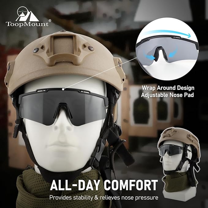 Tactical Eyewear Anti Fog, ANSI Z87.1 Sports Glasses with 3 Interchangeable Lens UV400 Protection Airsoft Goggle
