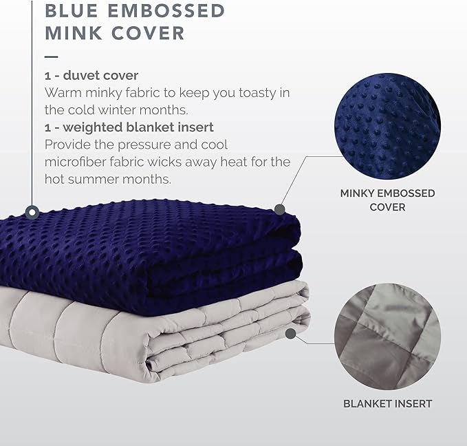 Degrees of Comfort King Size Weighted Blanket 30 lbs,Warm&Cooling Washable Heavy Blankets Adults Use(250~320lbs), Even Weight Distribution with Premium Glass Beads, 80x87 30lbs Navy