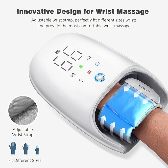 KNQZE Hand Massager with Heat and Compression, Rechargeable Touchscreen Massager with Roller Kneading for Wrist, Carpal Tunnel and Finger Numbness Relief, Gifts for Women Men Mom Dad (White)