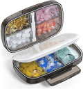 Travel Pill Organizer airtight Medicine Storage Container Pill Box for Purse Vitamin Large Compartments Portable Medication Pocket Pharmacy with Labels Supplement Holder Pill Case