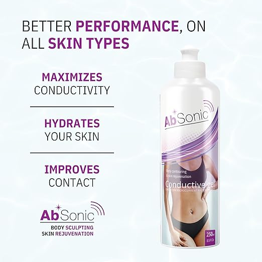 Absonic Conductive Gel for Ultrasound, Cavitation, Microcurrent, RF, TENS & EMS Devices – 2-Pack (17 oz Total) – Water-Based, Paraben-Free – Designed in France