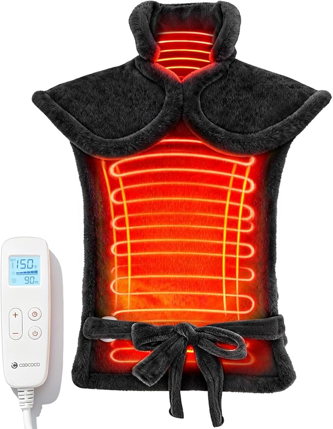 CooCoCo Heating Pad for Neck and Shoulders and Back Pain Relief, HSA Eligible 24"x37" Electric Heat Pad, Auto Shut Off, ETL Certified, Black