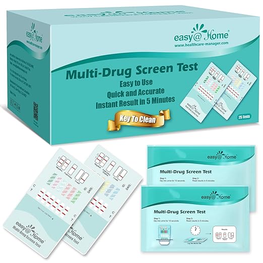 Easy@Home 12 Panel Instant Drug Test Kits - Testing Marijuana (THC),COC, OPI 2000, AMP,BAR,BZO,MDMA,MET/mAMP, MTD, OXY,PCP,PPX-Urine Dip Drug Testing -#EDOAP-1124-25 Pack