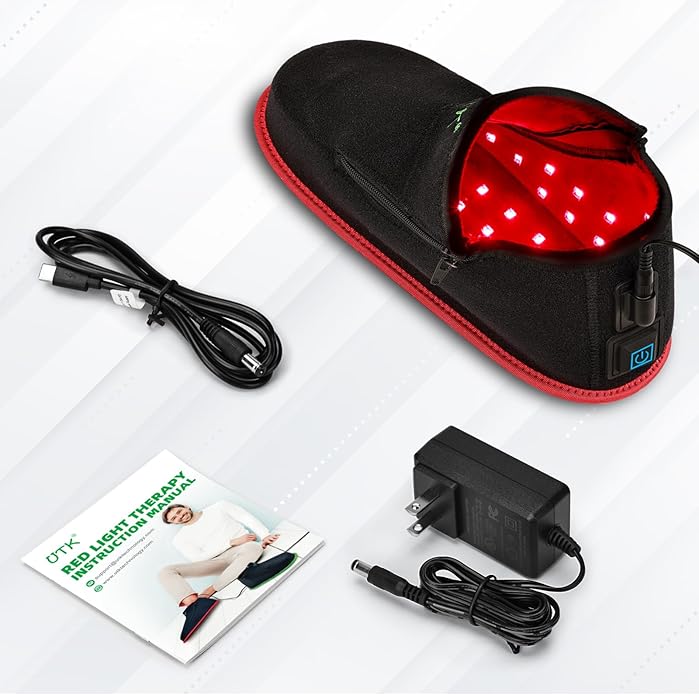 UTK Red Light Therapy for Feet & Ankle, 660nm Red Light & 850nm Infrared Light Shoe, Full Wrapped Boots for Foot, Heel and Ankle Pain Relief, 20Min Auto Off, Pulse Mode, One Size Fits All(1 Pack)