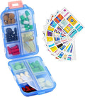 INVODA 7-Day Pill Organizer with Medicine Labels Travel Pill Case Compact, Portable Medication Organizer for Daily Use (3.7 x 2.4 x 1.18 Inches)