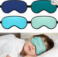Sintege 4 Pcs Silk Eye Mask for Sleeping Kids Soft Eye Cover with Adjustable Strap Blindfold for Kids Boys Girls Christmas Travel Gift Nap Shade Blocking Light(Green, Navy Blue, Sky Blue, Dark Green)