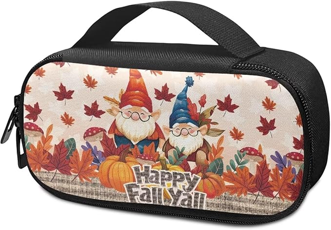 Happy Fall Pumpkin Maple Insulin Cooler Travel Carrying Case Thanksgiving Decorative Diabetic Medication Organizer Case Insulated Cooling Bag for Insulin Pens Syringe Needle
