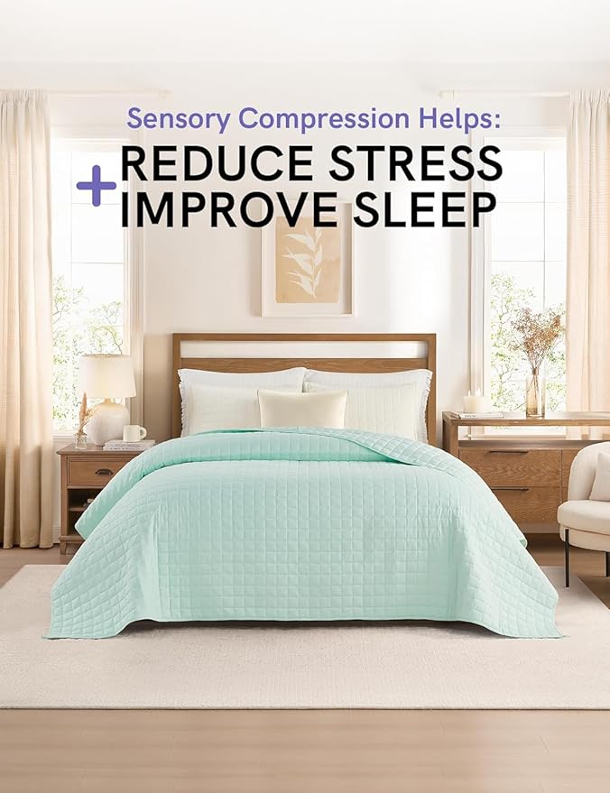 YnM 17lbs Weighted Blanket for Adults, Heavy Bed Throw Blanket with Cooling Glass Beads for All Season Use, Ideal for ~160lbs (60x80 Inches, Queen, Mint Green)