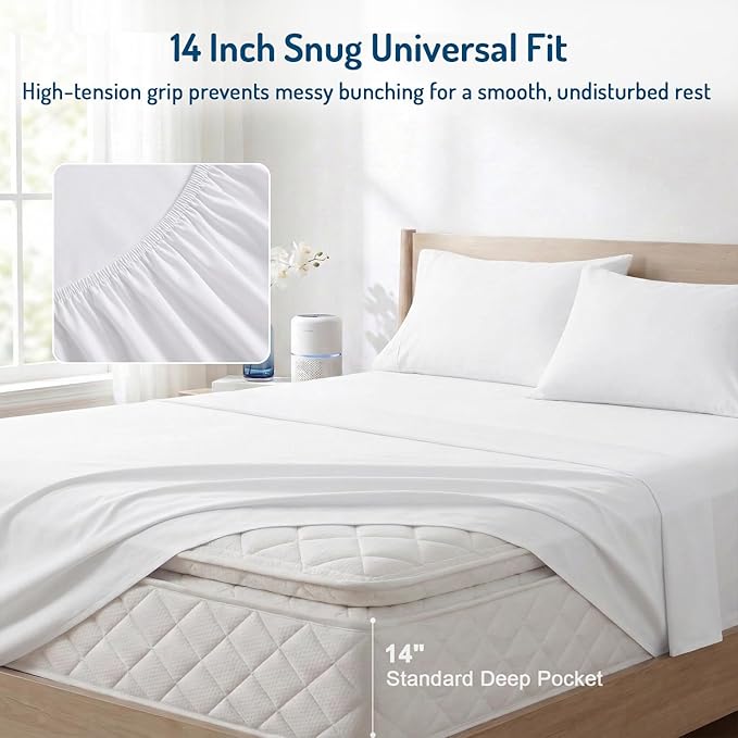 Degrees of Comfort Coolmax® Cooling Bed Sheets Twin XL Size for Hot Sleepers, Moisture Wicking Sheet Set for Night Sweats, Deep Pocket, Ultra Soft, Cozy for All Seasons, White 3 Pieces