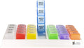 GMS 4 Times Per Day Weekly Slant Tray Pill Organizer - Includes 7 Removable Pill Boxes for Organizing and Reminding Medications While Traveling, Working, and Other Daily Activities(Rainbow)