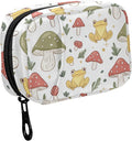 Fustylead Cute Yellow Frog and Mushroom Travel Pill Organizer Bag with Zipper Small Pill Box 7 Day Pill Case for Purse Storage Weekly Vitamin Medicine Supplement