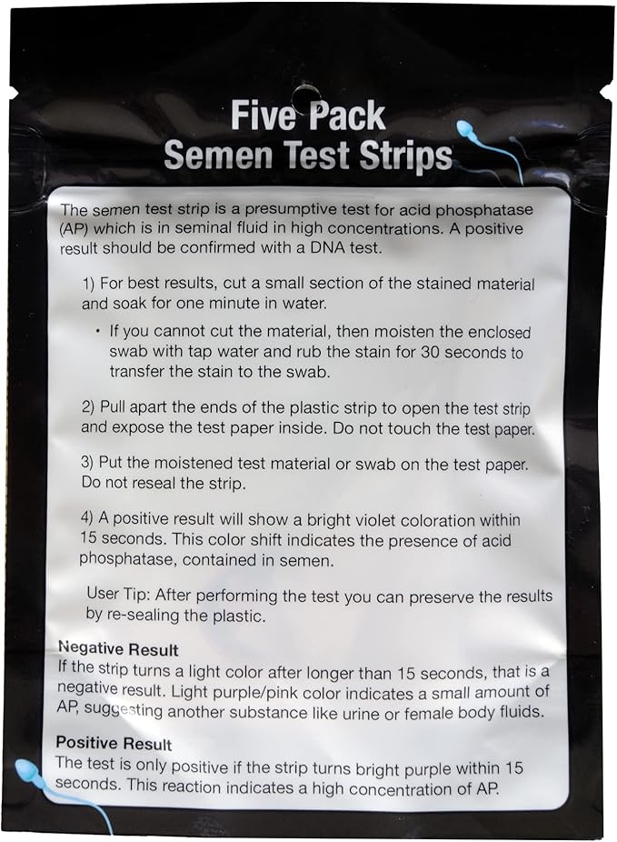 Crime Scene Semen Detection Test Strips, Infidelity Test Kit (Pack of 5)