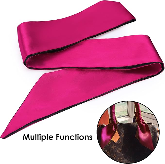 FRESHME Satin Sleeping Mask - Eye Mask for Sleeping Comfortable Adjustable Eye Blindfold Cover for Women Men Night Travel Nap Yoga Meditation Valentine's Day Gift Black and Deep Purple 160cm/63in