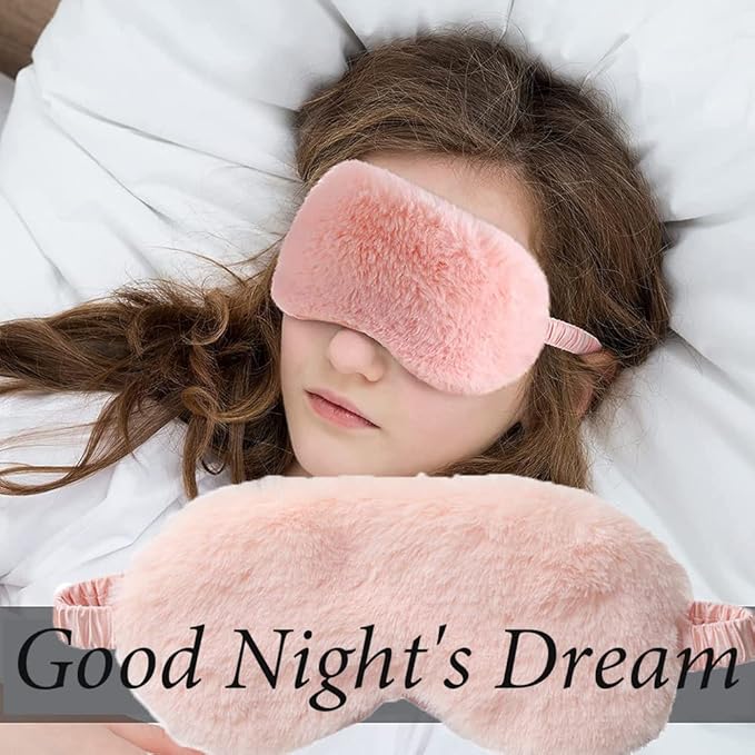 AKOAK 1 Pack Plush Sleep Eye Mask, Soft and Comfortable, Breathable Light Blocking Sleep Protector, Suitable for Adults, Children, Birthday Party Gifts (Pale Pinkish Grey)