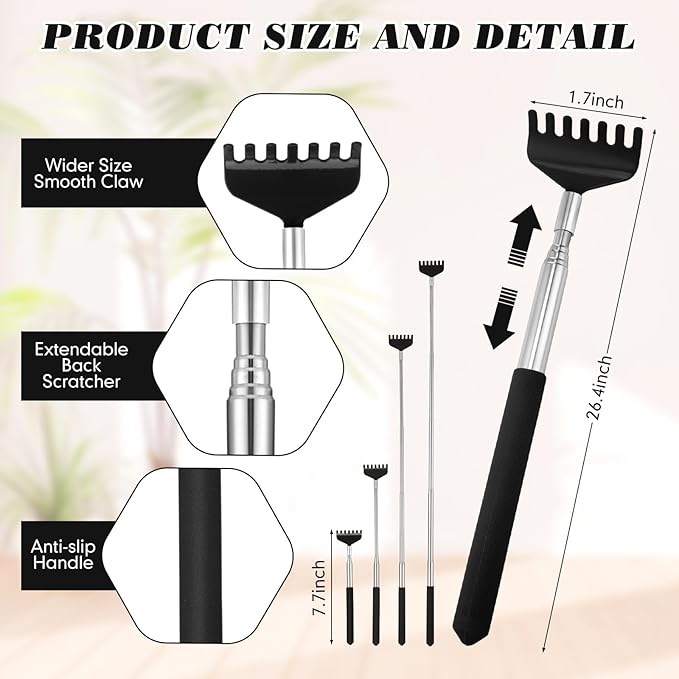 Hoolerry 24 Sets Massage Gifts Head Massager Back Scratcher Fingers Head Scratcher Manual Scalp Massager Valentine's Day for Body Home Office Spa Stress Relief Relaxation Women Men(Black)