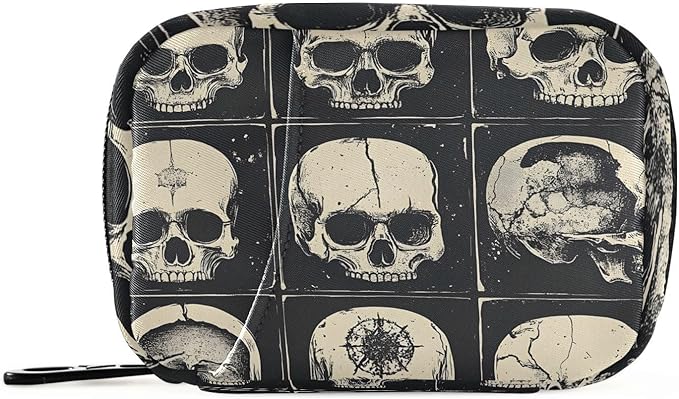 Skull Collection Travel Pill Case, Weekly Pill Boxes 7 Days Portable Pill Organizer Supplement Holder