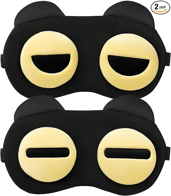 2PCS Cute Eye Mask for Sleeping - Soft Lightweight Eye Cover with Adjustable Strap, Funny Eyeshade Covers, Sleeping Mask for Blindfold Game