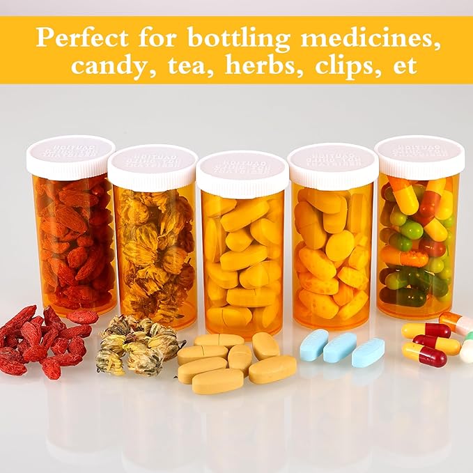 Empty Pill Bottles with Caps, Small Medicines Bottle Plastic Vials Easy Open Medication Vials Containers Clear Travel Pill Cases Organizers (13 Dram, 9 Pcs)