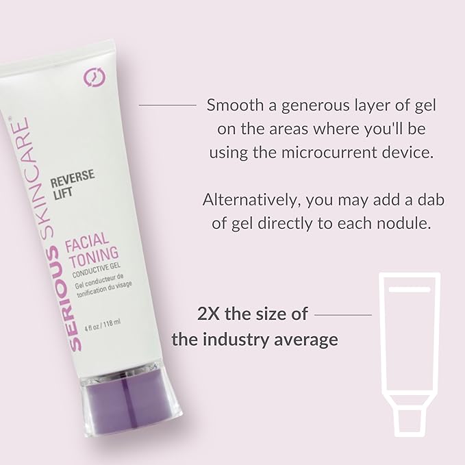 Collagen Based Conductive Activator Gel for Use with Face Microcurrent Toning, Body Contouring, RF Facial Machine - Hydrating Non-Sticky Formula - Easy Glide - Serious Skincare Reverse Lift 4 oz