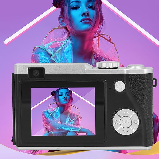 Digital Camera, 48MP Vlogging Camera, HD 1080P 16X Zoom Anti-Shake, Beauty Filter 2.4" Screen Compact Selfie Camera for Teens Kids (Black)