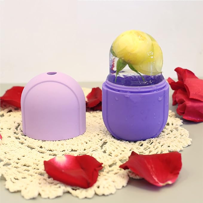 Ice Roller For Face, Purple Beauty Ice Facial Roller for Face and Eye Neck Skin Care, Silicone Ice Stick Face Ice Mould Icing Tool, Eye Puffiness Relief & Remove Fine Lines & Reduce Acne