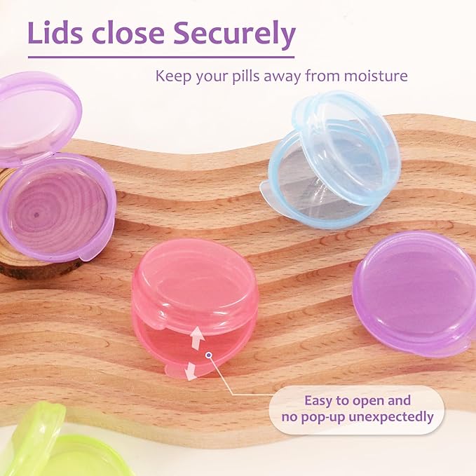 8 Pcs Small Pill Case, Colored Mini Pill Box, Portable Daily Mini Medicine Holder for Purse Pocket Briefcase, Perfect for Traveling(Pink+Blue+Green+Purple)
