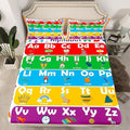 ABC Alphabet Bed Sheet Set Full Size, Learning Alphabet Fitted Sheet Kids Toddler Educational Bedding Set Word Educational Bed Cover (2 Pillow Cases and a Fitted Sheet)