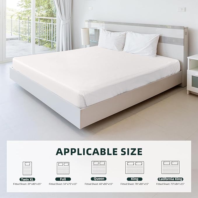 Grounding Sheet, 90% Organic Cotton+10% Pure Silver Organic Grounded Sheet for Improved Sleep, Pain Relief, with Static Grounding Cord and Test Pen (White, (60.1 * 80 * 15.1inch))