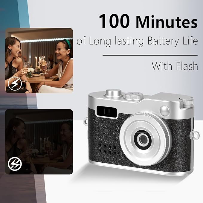 Mini Keychain Camera, FHD 1080p Mini Digital Camera with 32GB SD Card, Flash, 6 Creative Filters, 0.96" HD Display, 100 Mins Battery Life for Travel Recording Birthday Gifts (Vintage, Dark)