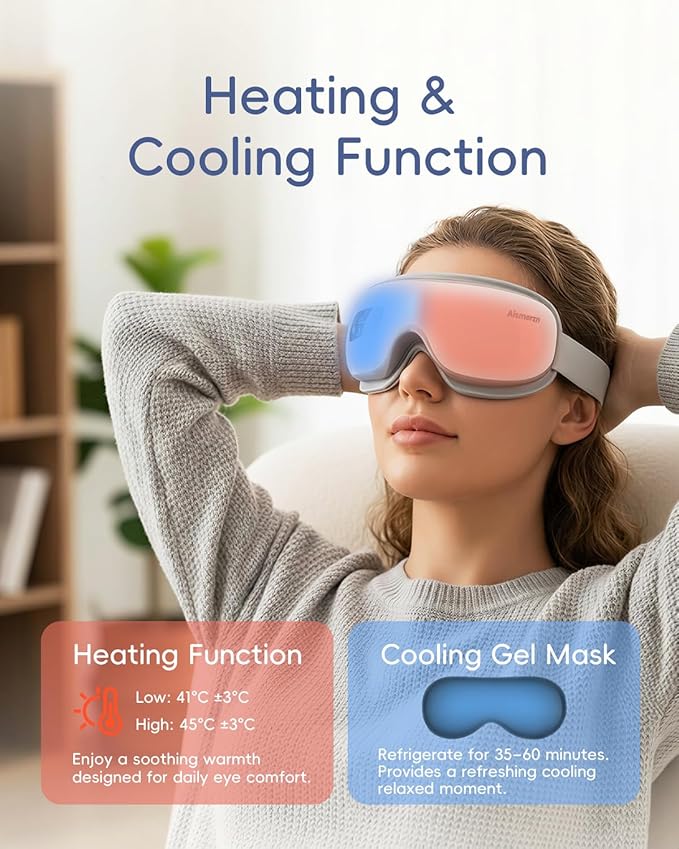Eye Massager with Heat - Heated Eye Mask for Migraines, Dry Eyes & Headache Relief, Gifts for Mom/Women,Christmas/Birthday/Mothers Day Relaxation Gifts