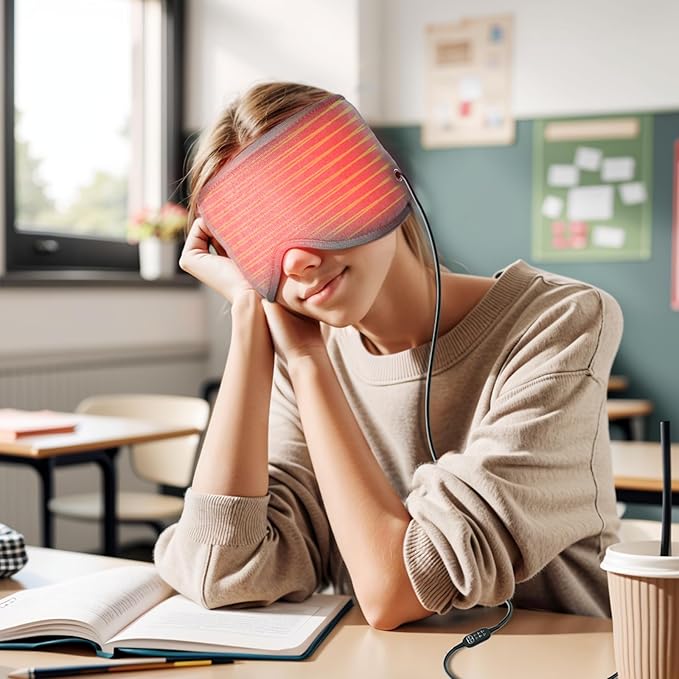 Comfytemp Heated Eye Mask for Dry Eyes, USB Wearable Eye Heating Pad, Sinus Headache Migraine Relief Mask, Warm Compress for Eyes with 3 Heat and Time Settings