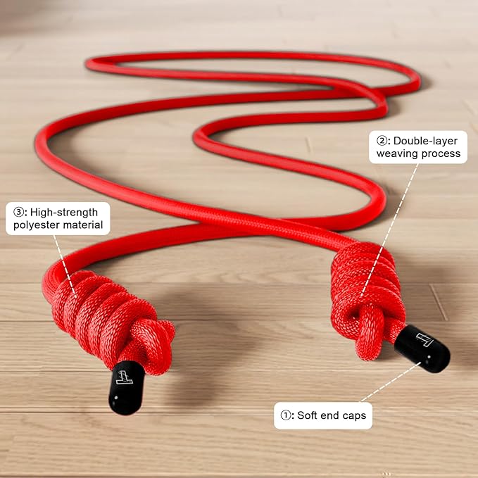 Flow Rope Exercise Jump Rope For Fitness, Working Out, Flow with 9 Ft Adjustable Double Woven Workout Rope For Men, Women, Beginners' Training – Indoor & Outdoor Cardio