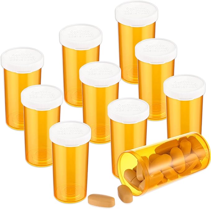 Empty Pill Bottles with Caps, Small Medicines Bottle Plastic Vials Easy Open Medication Vials Containers Clear Travel Pill Cases Organizers (13 Dram, 9 Pcs)