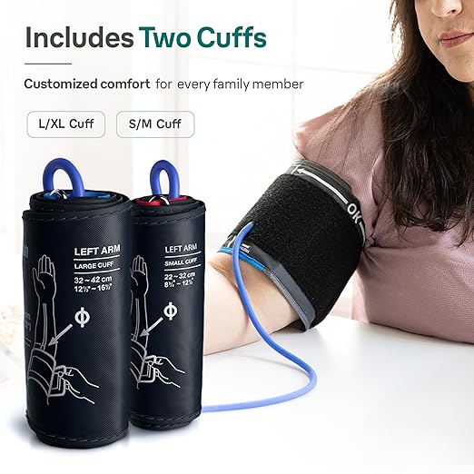 Braun ExactFit 3 Blood Pressure Monitor for Home Use, Blood Pressure Machine, Color-Coded, High BP Monitor, 2 Upper Arm Cuff Sizes, 80 Memory Slots