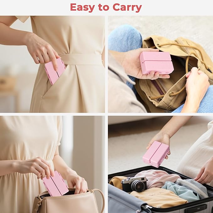 Zentiky Small Daily Pill Organizer with Labels, Medicine Pill Organizer Fit with Your Purse or Pocket for Travel to Hold Vitamin, Fish Oil, Supplement,Cotton Swabs, Bandages or Jewelry-Pink