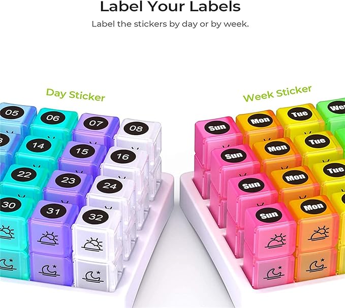 Monthly Pill Case 2 Times A Day, Daily Pill Box Organizer Large Capacity Pill Holder Morning and Night, Portable Bpa Free Food Grade Pill Holder for Vitamins, Supplements, Medication