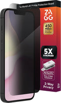 ZAGG Glass Elite Privacy 360 Screen Protector for Apple 17e/ 16e/ 14/13/ 13 Pro - Four-Way Privacy Filter, 5X Tougher, Anti-Fingerprint Technology, InvisibleShield, Easy to Install