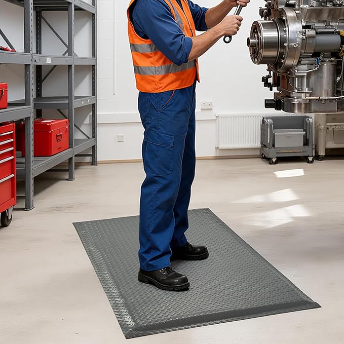 Anti Fatigue Mats Industrial 3' x 7' 15/16" Thick Ergonomic Standing Mat Commercial Kitchen Mat Heavy Duty Diamond Plate Cushioned Shop Floor Mats Helps Relieve Back and Leg Soreness