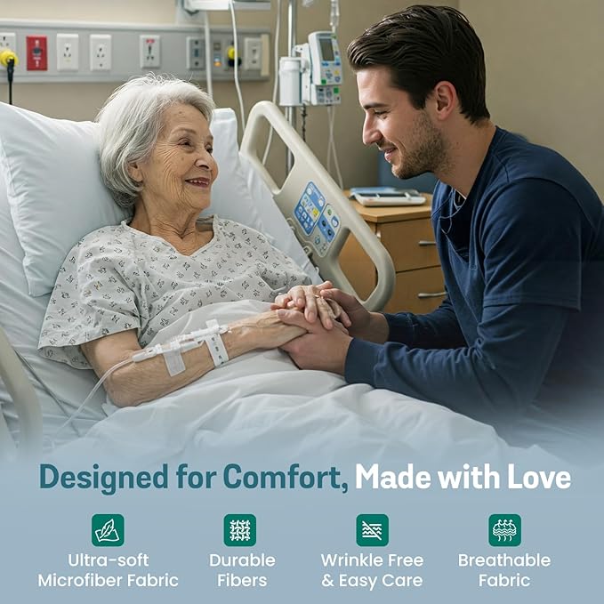6 Pack Fitted Hospital Bed Sheets with Elastic All Around for a Double Brushed Ultra Soft Breathable 100% Microfiber Sheets, 36” x 84” x 12”