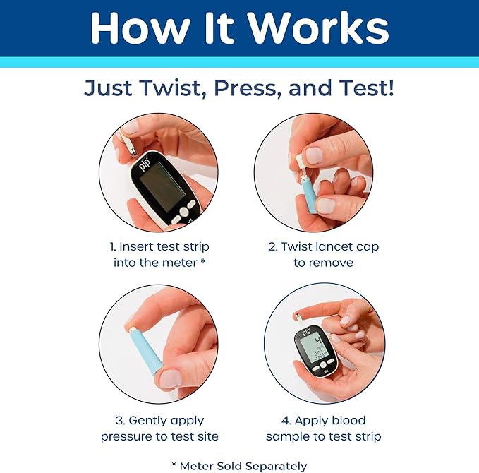 Pip V1 Blood Glucose Test Strips for Diabetes - 200 Count Value Pack | Diabetic Test Strips for Blood Sugar Testing | Compatible with Pip V1 Glucose Monitor | Essential Supplies for Daily Care