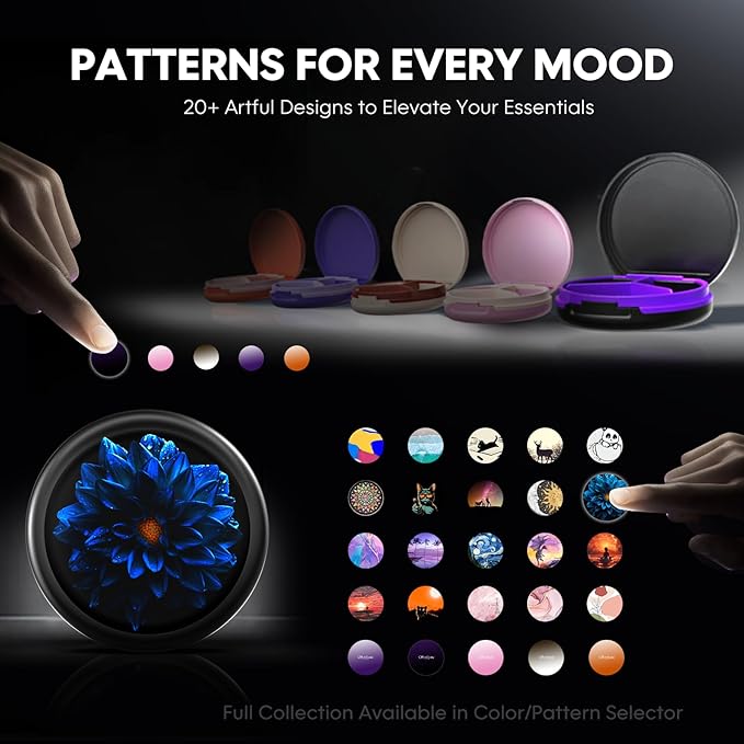 Serfeymi Small Pill Case for Purse, Unique Artistic Patterns Travel Pill Box with 4 Compartments, Portable Mini Pill Organizer for Pocket, Decorative Pill Container for Purse - Black(Serfeymi)