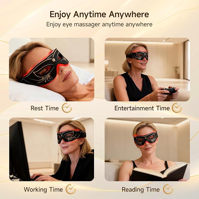 Megelin 3 Modes Red Light Therapy for Eyes, Under-Eye Red Light Therapy Glasses,Treatment of Periorbital Wrinkles and Rhytides,Relieving Eye Fatigue