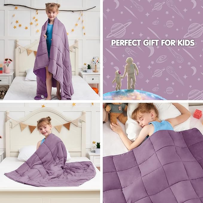 yescool Purple Weighted Blanket 5 Pounds Cooling Weighted Lap Blanket, Heavy Blanket for Sleeping, Weighted Throw Blanket Gifts for 40-60lbs, 36"x48"