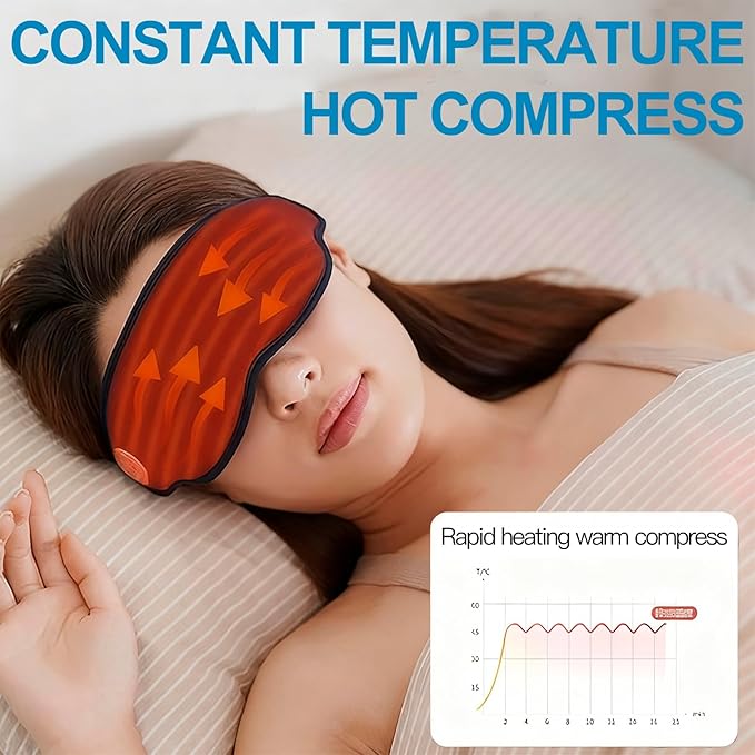 F&G Eye Mask Massager with Heating and Cooling Functions,Sleep Eye mask,Adjustable Heating and Vibration Function,Suitable for Migraines,Relieve Eye Fatigue,Improve Sleep for Women Men