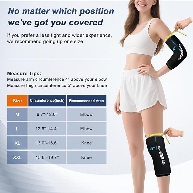 ComfiTECH Elbow Knee Ice Pack Wrap Sleeve, Multi-Use Ice Pack for Knee, Calf, Thigh, Flexible Ice Sleeve for Leg Discomforts, Muscle Relaxation, XX-Large
