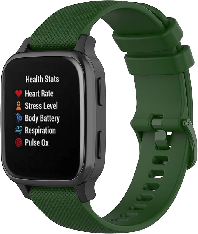 Compatible with Garmin Venu Sq Bands for Women Men, 20mm Quick Release Silicone Replacement Band Wristbands Straps Bracelet Fit for Garmin Vivoactive 3 Music, Forerunner 245 645 (Army Green)