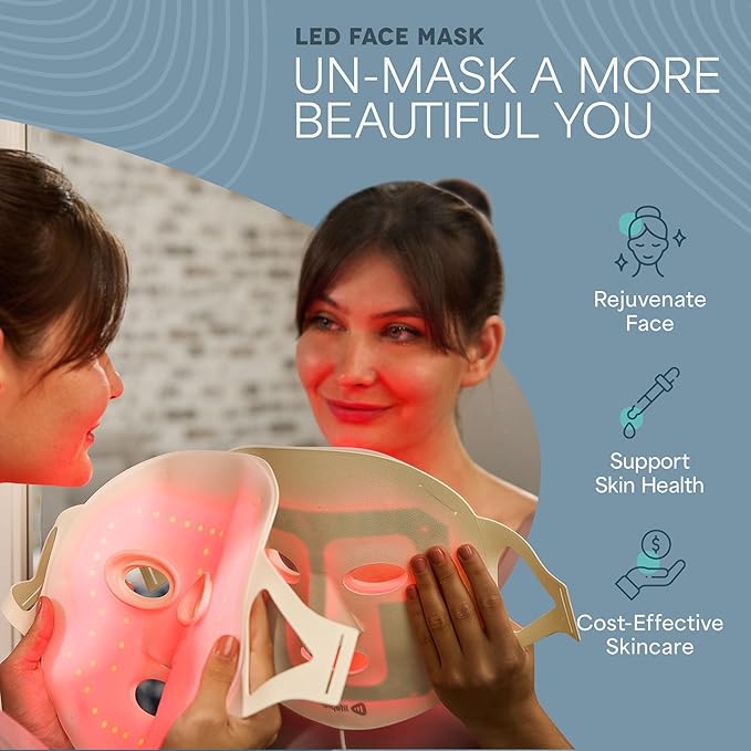 LifePro Red Light Therapy Mask –Revitaglow Infrared Red Light Therapy For Face and Neck - LED Mask with 3 to 4 Modes – 2000mAh Battery & Auto-Timer - For Daily Skin Wellness and Comfort